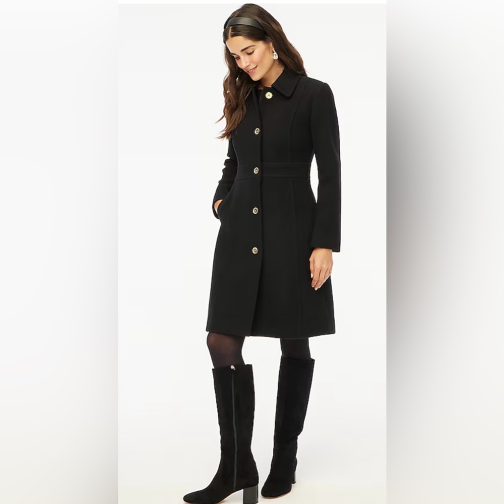 J. Crew Black Wool Button-Front Coat